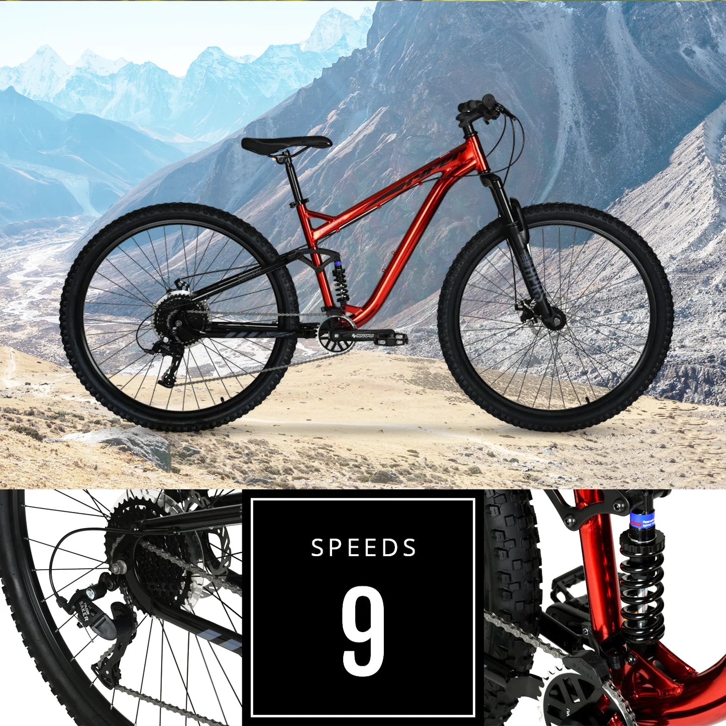 Men'S 29" Explorer Dual Suspension Mountain Bike, Red