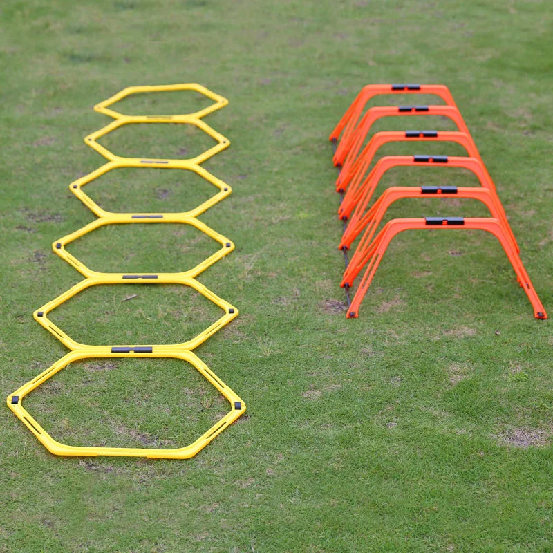 6Pcs Training Rings Agility Football Ring Equipment Folded Hexagon Soccer Footwork Ladder Exercising Multi Supplies Hex Hurdles