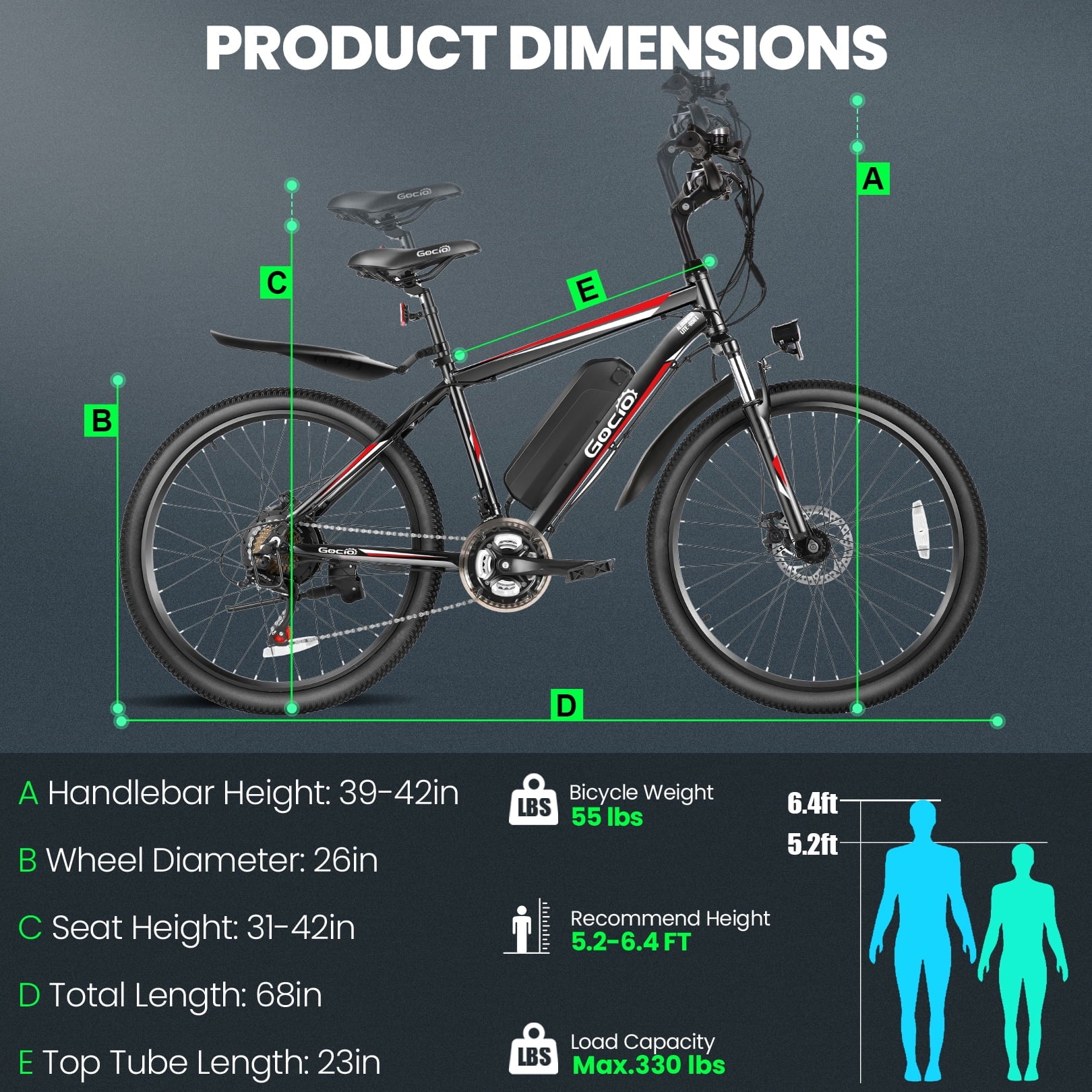 500W Electric Bike 26" Electric Bicycle for Adults with Cruise Control System Ebike, Mountain Bike with Removable 48V 375Wh Lithium-Ion Battery, 21 Speed E Bicycle for Man Woman UL2849