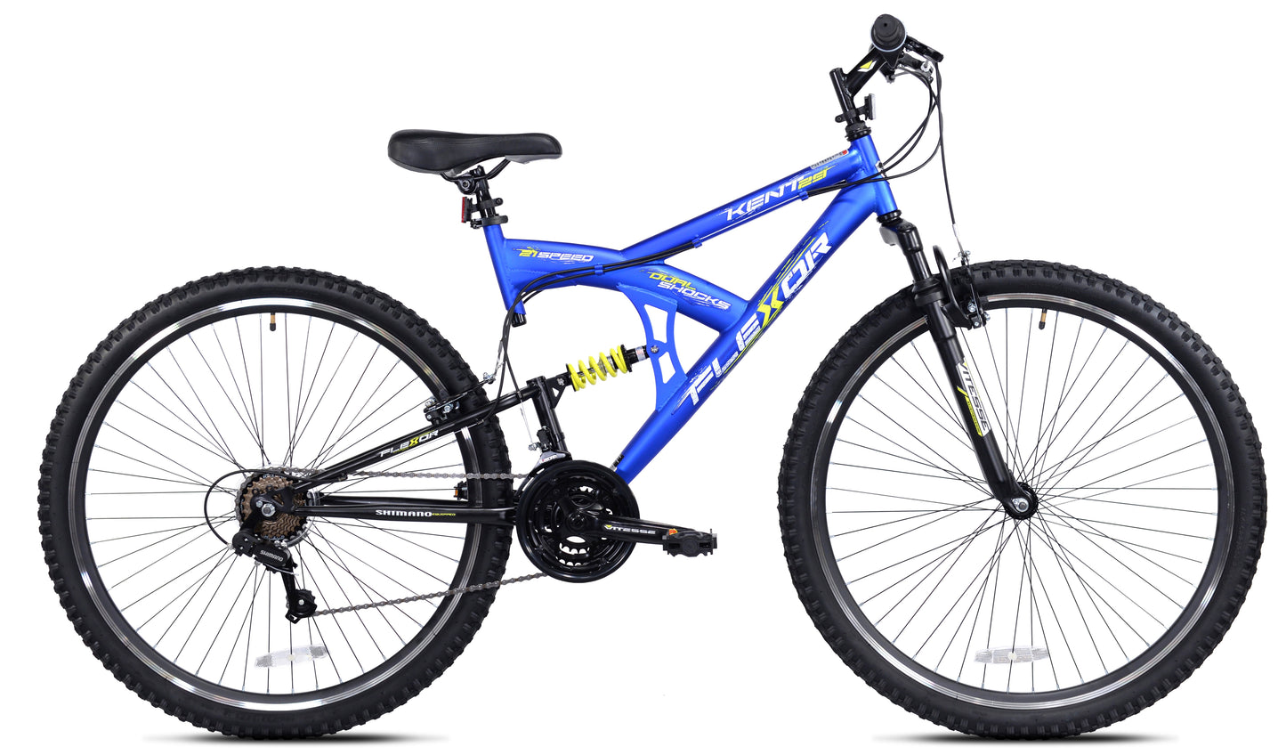 29 In. Flexor Men'S Dual Suspension Mountain Bike, Blue