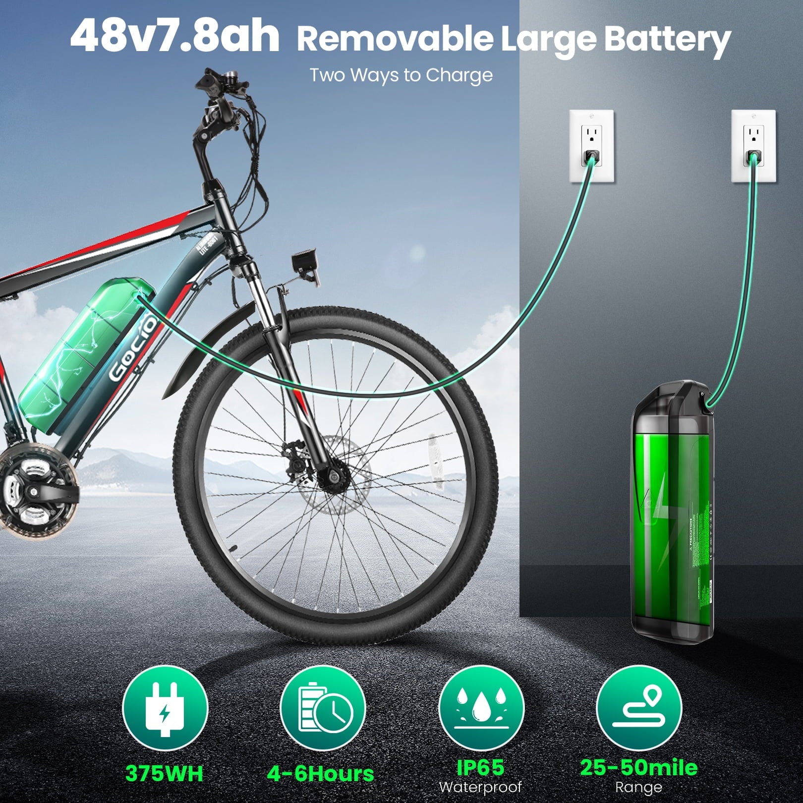 500W Electric Bike 26" Electric Bicycle for Adults with Cruise Control System Ebike, Mountain Bike with Removable 48V 375Wh Lithium-Ion Battery, 21 Speed E Bicycle for Man Woman UL2849