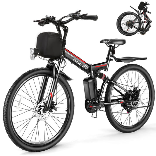 Adult Electric Bicycles Foldable Ebike, 500W 26" Electric Commuter Bicycle, 48V Battery, Full Suspension, Folding Electric Mountain Bike, Adjustable 21 Speed E-Bikes for Adults UL2849