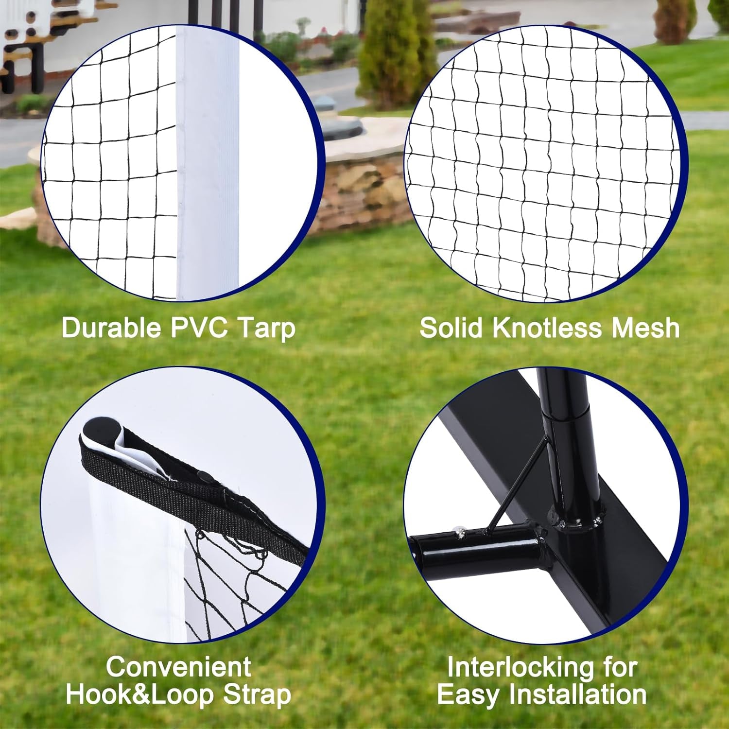 Pickleball Net Set 22FT Regulation Size Portable Net System with 6 Pickleball, 4 Paddles & Carrying Bag for Driveway Backyards Indoor Outdoor, Black