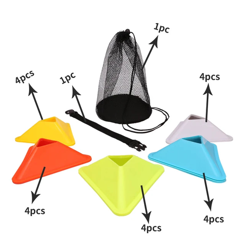 20PCS 40PCS Football Training Disc Triangle Soccer Practice Field Sports Agility Training Cone Portable Equipment for Kids Adult