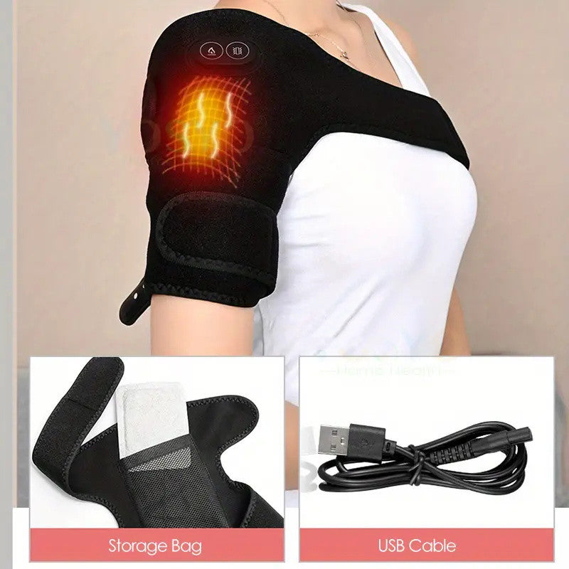 3 in 1 Heating Massage Knee Pad 3 Gear Heating Control USB Rechargeable Vibrating Shoulder Toggle Ankle Protector for Sports Fitness Health Recovery