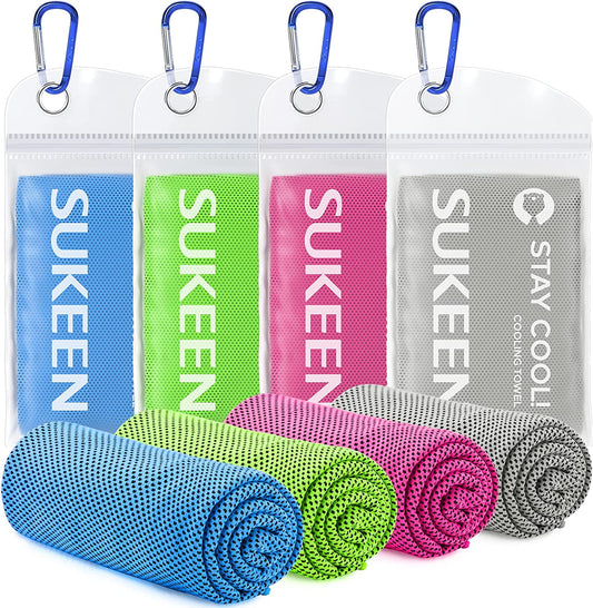 [4 Pack Cooling Towel (40"X12"), Ice Towel, Soft Breathable Chilly Towel, Microfiber Towel for Yoga, Sport, Running, Gym, Workout,Camping, Fitness, Workout & More Activities