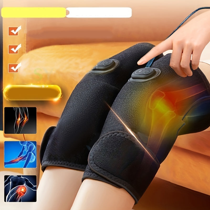 3 in 1 Heating Massage Knee Pad 3 Gear Heating Control USB Rechargeable Vibrating Shoulder Toggle Ankle Protector for Sports Fitness Health Recovery