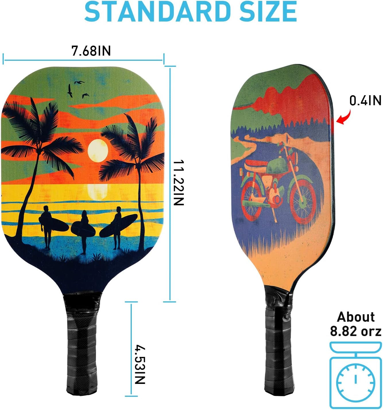 Pickleball Set of 4, Pickleball Paddles Set of 4 with 4 Premium Wood Paddles & 4 Pickleballs & 2 Handle Grips Tape & 2 Pickleball Belts & Carry Bag for Beginners Men Women Adults(New Version)